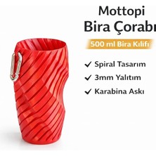 Mottopi Spiral Desenli Bira Kılıfı,Bira Çorabı,İçecek Kılıfı, Kutu Bira Kılıfı, 500 ml -KIRMIZI