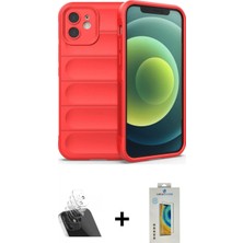 Marsilyan™- iPhone 12 Kılıf Atlas Koleksiyonu - Siyah Polymer Nano Ekran Koruyucu + Kamera Lens Koruma Cam - Sf