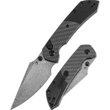 Kansept Fenrir | Fitilli Karbon Fiber ve Alüminyum Sap | Damascus Çelik Çakı | K1034S6