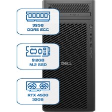 Dell Pro Max Tower T2 Core Ultra 9 285K 32GB Ecc Ram 512GB M.2 SSD Rtx 4500 32GB W11P Ws