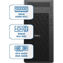 Dell Pro Max Tower T2 Core Ultra 9 285K 32GB Ecc Ram 512GB M.2 SSD Rtx 5000 Ada 32GB W11P Ws