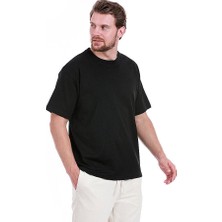 Werroni Baskısız Double Face Kalın Siyah Tshirt