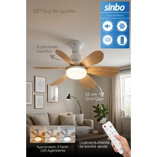 Sinbo SF-7708 3 LED Aydınlatmalı Sessiz Tavan Vantilatörü Kumandalı 6 Kanatlı