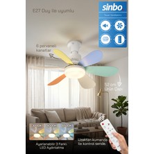 Sinbo SF-7708 3 LED Aydınlatmalı Sessiz Tavan Vantilatörü Kumandalı 6 Kanatlı
