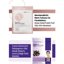 3 Katmanlı Rose Gold Göz Maskesi ve Sıkılaştırıcı, Nemlendirici Acai Çileği Özlü Kolajen Maske Seti