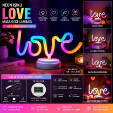 Özel Love Yazılı Neon LED Masa Lambası USB ve Pilli Dekoratif Gece Lambası Romantik Oda Aydınlatması