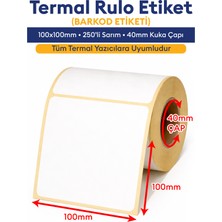 Etiketin Ambalaj 100X100 Termal Barkod Etiketi Eko Termal Kargo, Depo & Stok Takip Etiketi 250 Sarım 1 Rulo