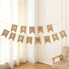 Borapack Happy Birthday Banner Kraft Gümüş Yazı