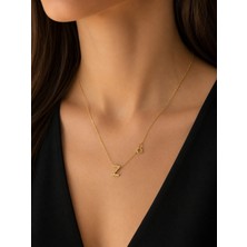 Stainles Steel Minimal Z Harf Gold Çelik Kolye