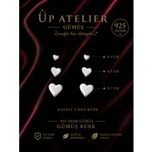 Up Atelier 925 Ayar Gümüş 3 Lü Set Kalp Küpe
