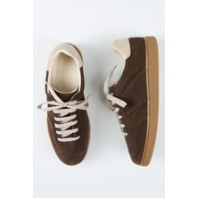 Krähe Krahe Calijero 2 Erkek Hakiki Deri Bağcıklı Kahve-Bej Sneakers