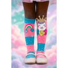 Bony Socks Kız Çocuk Gökkuşağı ve Lama Desenli Aksesuarlı Dizüstü Çorap