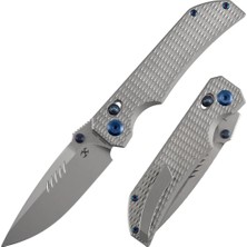 Kansept Eaglestrike | Kum Püskürtmeli Titanyum, Elmas Desenli Sap | Cpm S35VN Çelik Çakı | K1095V4