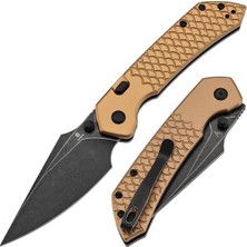 Tenable Fenrir | Balık Pul Desenli Bronz Alüminyum Sap | Siyahlaştırılmış Nitro-V Çelik Çakı | B1034H11