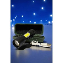 Uravas Store El Feneri LED USB Şarjlı Zoom Mini LED Işık Acil Durum Feneri