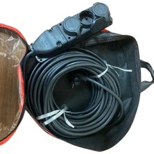 Kl Home 10 Metre- Çantalı Model - 3 Lü Priz 3x2.5mm Elektrik Seyyar Uzatma Ara Kablo Kauçuk Priz
