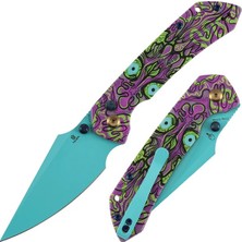 Tenable Fenrir | Mor Ölümsüz Baskılı Jade G10 Sap | Mavi Kaplamalı 14C28N Çelik Çakı | T1034F9