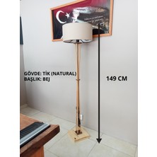 Balsa Dekor Ahşap Ayaklı Lambader- Köşe Aydınlatma-Natural-Tik Bej