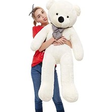 Die Grup 90 cm Rengarenk Papyonlu Peluş Ayıcık -% 100 Yerli Beyaz