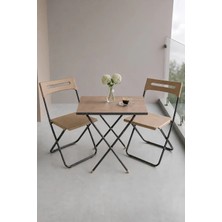 Ironika Bahçe Balkon Teras Mutfak 3'lü Bistro Set Katlanır Masa Sandalye Takımı Krem