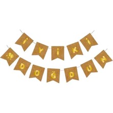 Borapack Iyiki Doğdun Banner Kraft Gold Yazı
