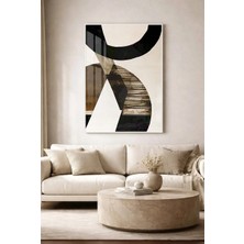 Zevahir Mobilya Dekorasyon Siyah ve Bronz Minimalist Geometrik Cam Tablo - Beyaz Metal Çerçeveli Ev, Iş ve Okul Tablosu