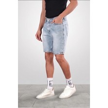 Neva Shop Erkek Buz Mavisi Oversize Denim Şort