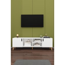 Asra Trend Modern TV Ünitesi %100 MDF Kapaklı Ahşap Ayaklı Televizyon Sehpası T-09