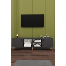 Asra Trend Modern TV Ünitesi %100 MDF Kapaklı Ahşap Ahşap Ayaklı Televizyon Sehpası T-12