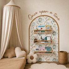 Trend Wall Decor Harita Doğa Temalı, Çocuk-Bebek Odası Dekoru, Duvar Stickeri, Once Upon A Time Yapışkan Yazı, Yapışkanlı Kan Çerçeve, Kitap Köşesi, Kitaplık Arkası Dekoru