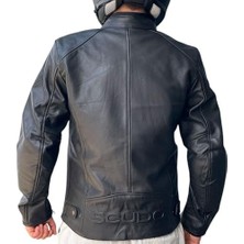 Scudo Teksas Hakiki Deri Erkek Motosiklet Ceketi Xl