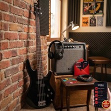 Midex MBG-400BK-25AMP 4 Telli Bas Gitar ve 25W Amfi Kulaklık Set