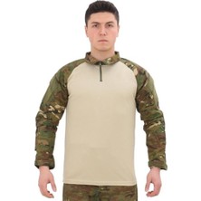 Single Sword Dirseklik Tasarımlı Polo Yaka Erkek Combat Tişört Renk: Multicam Beden: S