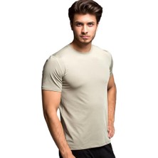 Single Sword HZT18003 Microfiber Kısa Kol Fanila - Beden: S | Renk: Bej