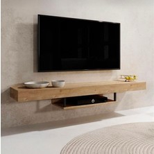 Duvara Monte Modern Tv Ünitesi | Minimalist Tasarımlı 150 cm Şık Raflı Tv Altlığı | Askılı Konsol Modeli