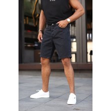 Neva Shop Boyfriend Rahat Kalıp Düz Siyah Kot Şort