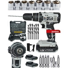 Mager Germany Thechnology 12 Volt 1,3 Ah Darbeli Çift Akülü 24 Parça Setli,şarjlı Vidalama Matkap Grey