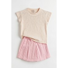 Joy Kids Kız Çocuk Taş Baskılı Premium Gabardin Şort Etekli Takım (3-10YAŞ)