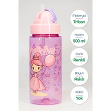 Noki Kids Tritan Pipetli Suluk Matara 500 ml Prenses Temalı Mor