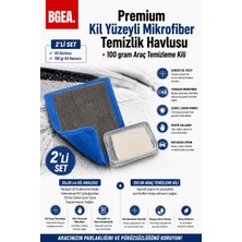 Bgea Premium Kil Yüzeyli Mikrofiber Temizlik Havlusu + 100 Gram Araç Temizleme Kili