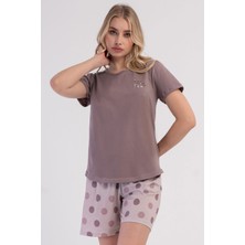 Vienetta Pamuklu Kadın Kısa Kol Şortlu Pijama Takım, 602001