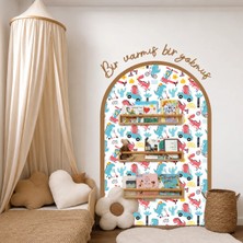 Trend Wall Decor Renkli Dinozor Çocuk-Bebek-Kreş Odası Dekoru, Duvar Stickeri, Once Upon A Time Yapışkan Yazı, Oval Çerçeve, Kitap Köşesi, Masal Köşesi, Duvar Kağıdı, Torun Yeni Doğan Hediyesi, Karne Hediyesi