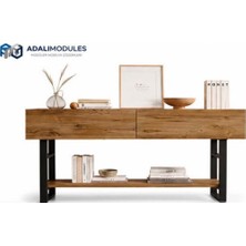 Ahşap Desenli Metal Ayaklı Dresuar 138X76X43 cm - Suntalam Antre Be Salon Konsol Dolabı