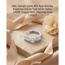 Begonia Accessories 316L Cerrahi Çelik Gümüş Kaplama Kararmaz Alerji Yapmaz Zirkon Taş Figür 1 Adet Unisex Minimal Halka Tragus Helix Küpe Piercing G503-2