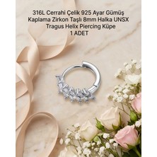 Begonia Accessories 316L Cerrahi Çelik Gümüş Kaplama Kararmaz Alerji Yapmaz Zirkon Taş Figür 1 Adet Unisex Minimal Halka Tragus Helix Küpe Piercing G503-9