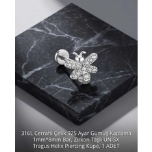 Begonia Accessories 316L Cerrahi Çelik Paslanmaz Kararmaz Alerji Yapmaz Zirkon Taşlı Figürlü Unisex Tragus Helix Küpe Piercing G429-4