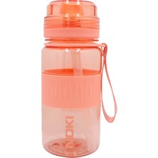Noki Kids Tritan Pipetli Silikon Kemerli Matara 400 ml Somon