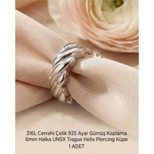 Begonia Accessories 316L Cerrahi Çelik Gümüş Kaplama Kararmaz Alerji Yapmaz Zirkon Taş Figür 1 Adet Unisex Minimal Halka Tragus Helix Küpe Piercing G503-8