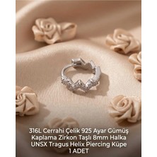 Begonia Accessories 316L Cerrahi Çelik Gümüş Kaplama Kararmaz Alerji Yapmaz Zirkon Taş Figür 1 Adet Unisex Minimal Halka Tragus Helix Küpe Piercing G503-23