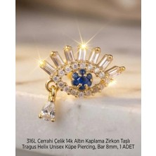 Begonia Accessories 316L Cerrahi Çelik Altın Kaplama Kararmaz Alerji Yapmaz Zirkon Taş Figür Unisex Tragus Helix Küpe Piercing A106-43